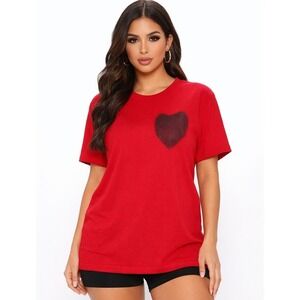Talula Red Heart Graphic T-Shirt Womens Large‎ Cotton Crewneck